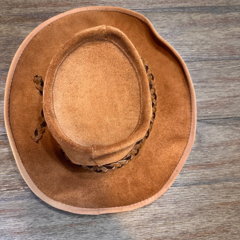 VTG Skully's by Henschel St. Louis Brown Suede Leather Cowboy Hat Large USA - Picture 2 of 11